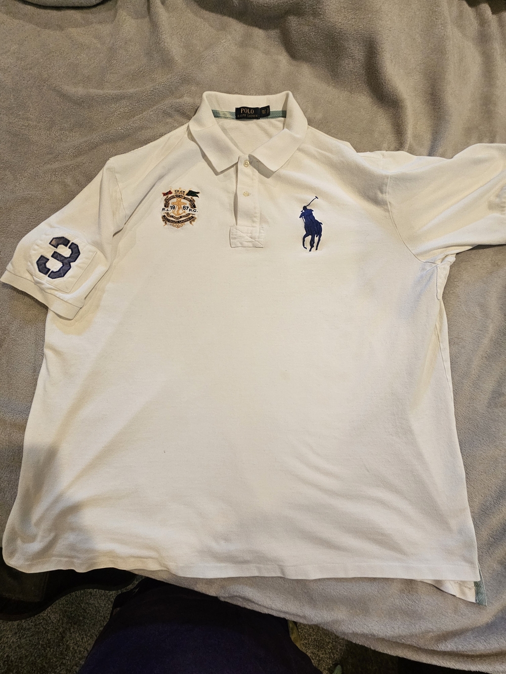 Polo Ralph Lauren Big Pony Marine Crest Polo Shirt 3XLT White #3 Patch